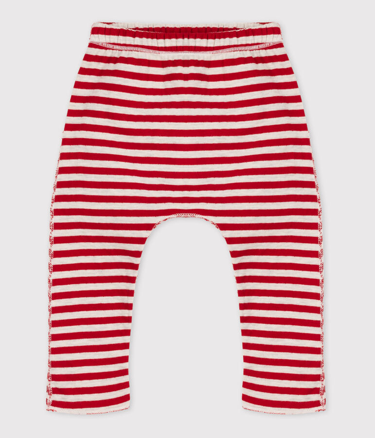 Babies' Stripy Tube Knit Trousers red/beige