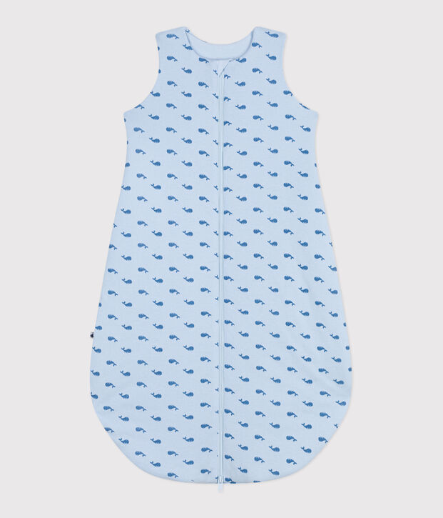 Babies' 2 TOG whale print cotton sleeping bag blue/blue