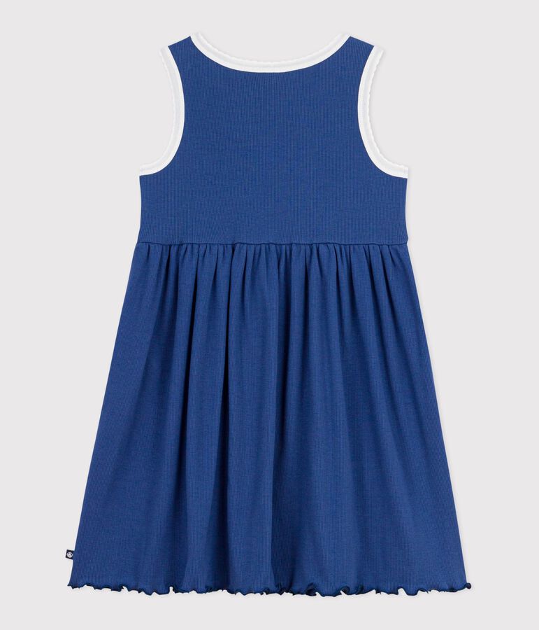 Children's sleeveless plain cotton dress blue