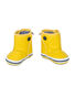 Yellow waxed exterior and pinstriped cotton on the inside.