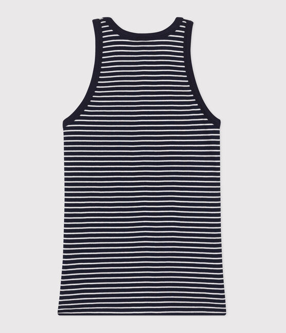 Women's iconic striped cotton tank top SMOKING blue/MARSHMALLOW white