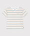 Children's short-sleeved stripy cotton T-shirt white/multicolor