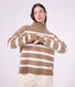 Women's striped wool and cotton roll neck jumper