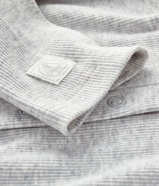 Babies' Organic Cotton 2x2 Rib Knit Cardigan BELUGA CHINE grey