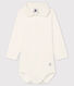 Babies' Long-Sleeved Cotton Bodysuit With Polo Shirt Collar