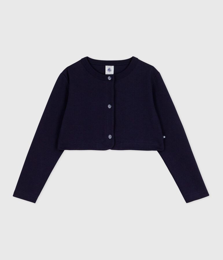 Children's plain cotton cardigan blue