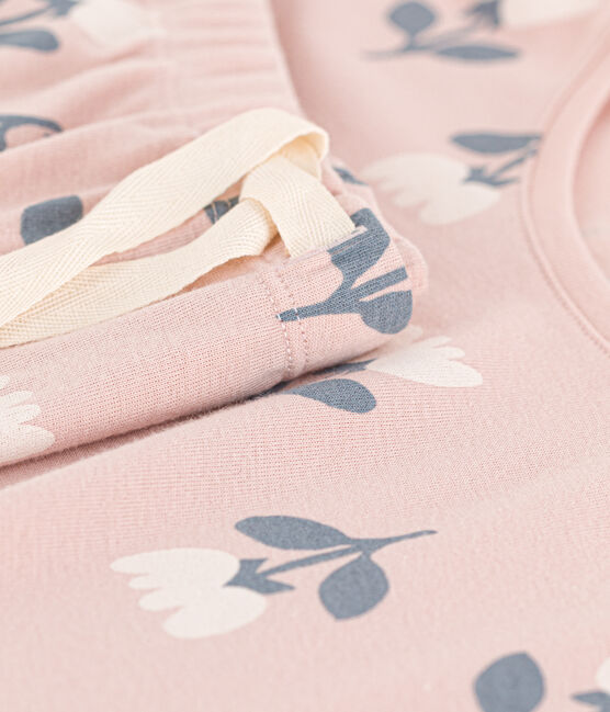 Women's Tulip Patterned Cotton Short Pyjamas SALINE pink/MULTICO white