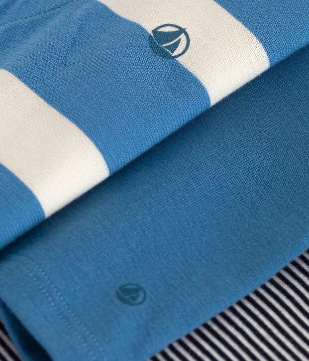 Babies' two-piece set in cotton, with a plain cardigan and a short playsuit blue/multicolor