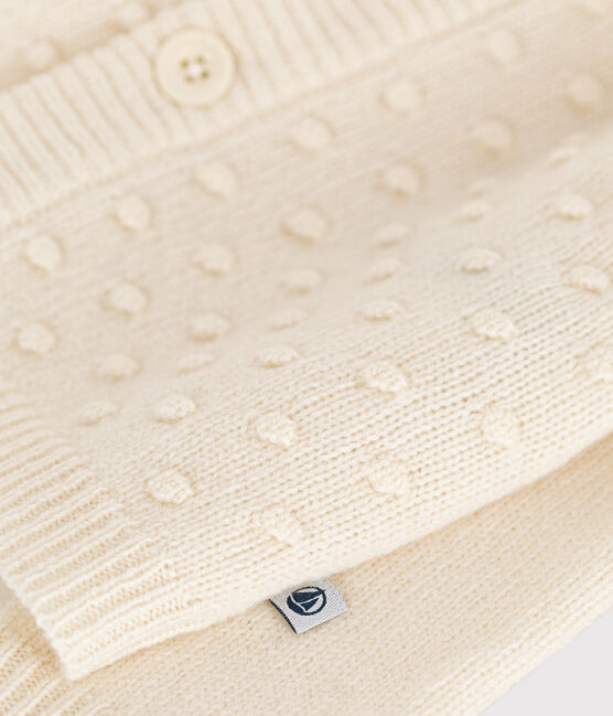 Babies' Wool/Recycled Nylon Knit Cardigan AVALANCHE Ecru