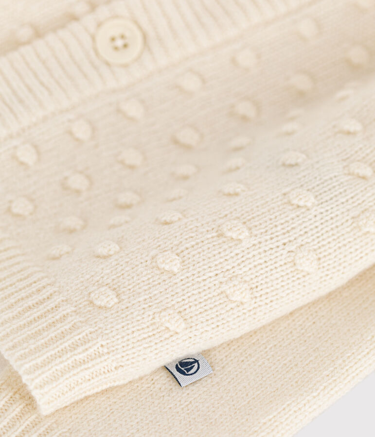 Babies' Wool/Recycled Nylon Knit Cardigan AVALANCHE Ecru