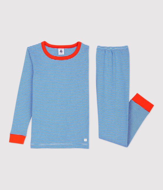 Boys' Snugfit Pinstriped Pyjamas RUISSEAU blue/MARSHMALLOW white