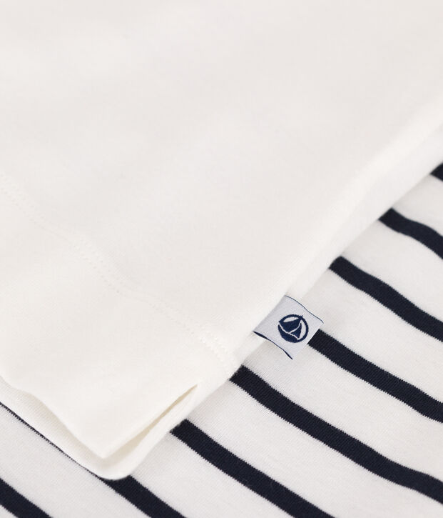 Women's short heart print cotton pyjamas white/blue