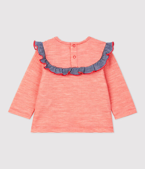 Babies' Wool/Cotton Blouse OURSIN orange/MARSHMALLOW white