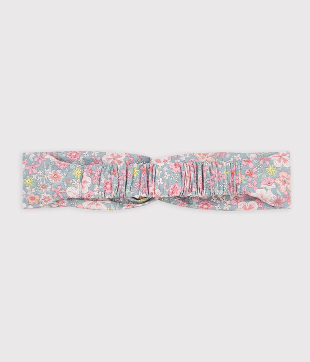 Children's hairband in floral-print poplin blue/multicolor