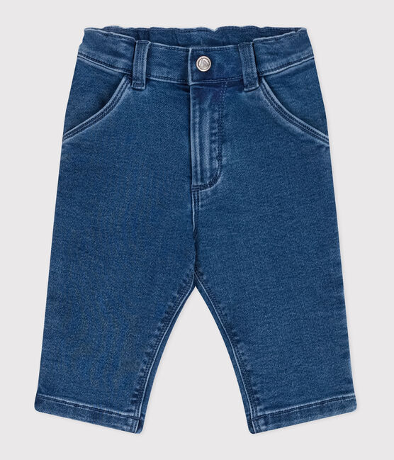 Babies' trousers in denim with elastane BLEU DELAVE blue