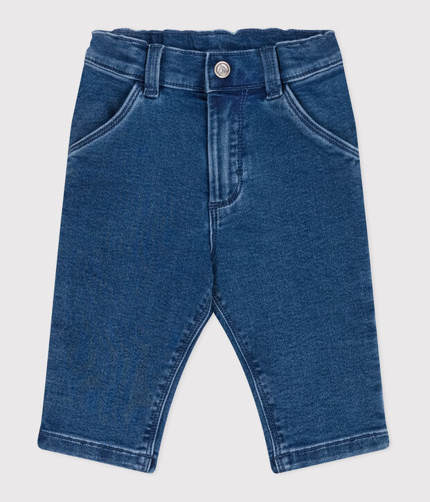 Babies' trousers in denim with elastane blue