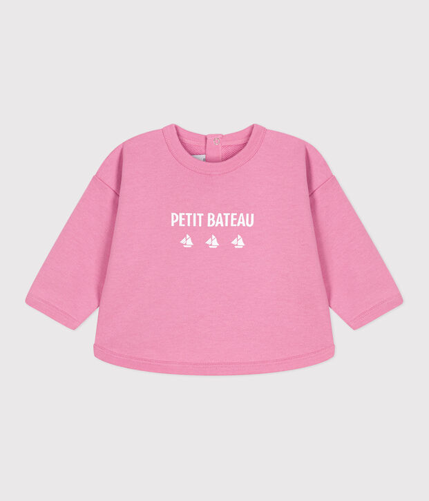 Babies' vintage Petit Bateau motif cotton sweatshirt pink