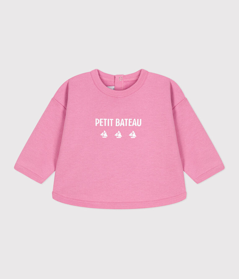 Babies' vintage Petit Bateau motif cotton sweatshirt pink