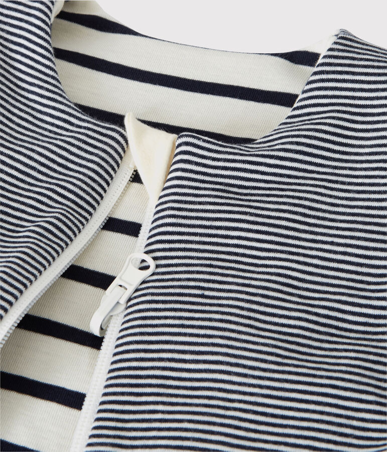 Babies' Striped Reversible Ribbed Sleeping Bag white/blue