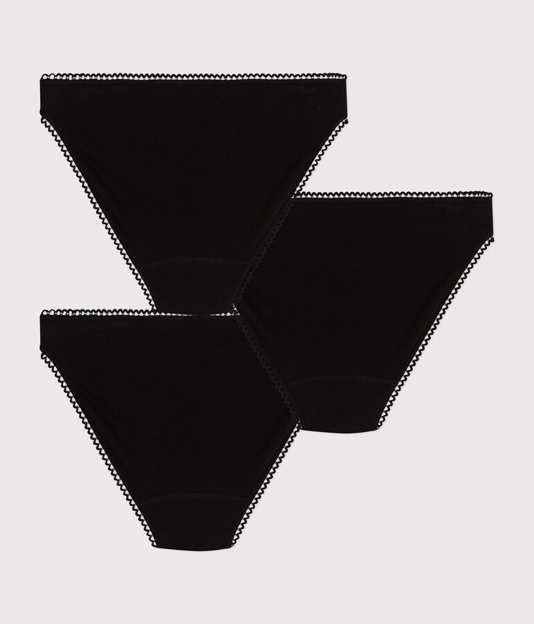 Women's Plain Cotton and Elastane Briefs - 3-Pack multicolor