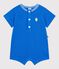 Babies' short plain cotton jumpsuit blue