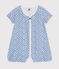 Babies' Short Cotton Playsuit MARSHMALLOW blue/INCOGNITO