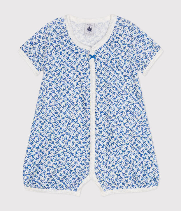 Babies' Short Cotton Playsuit blue/blue