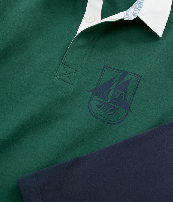 Boys' Rugby Polo Shirt SOUSBOIS green/SMOKING blue