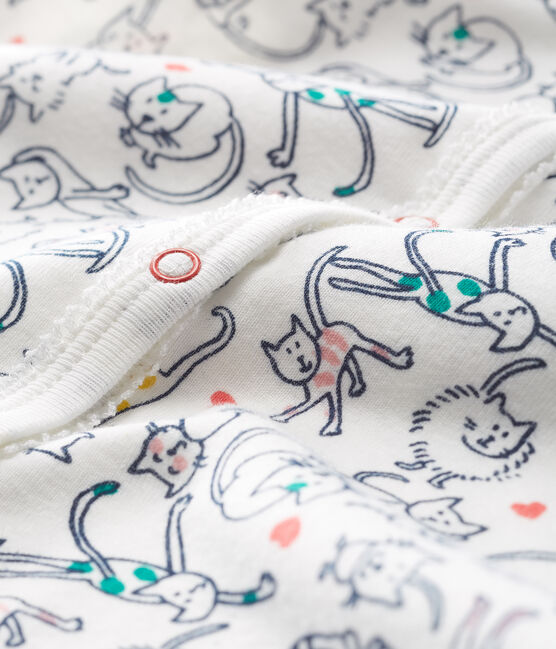 Baby Girls' Footless Ribbed Sleepsuit MARSHMALLOW white/MULTICO white
