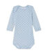 Baby boys' long-sleeved bodysuit in wool and cotton