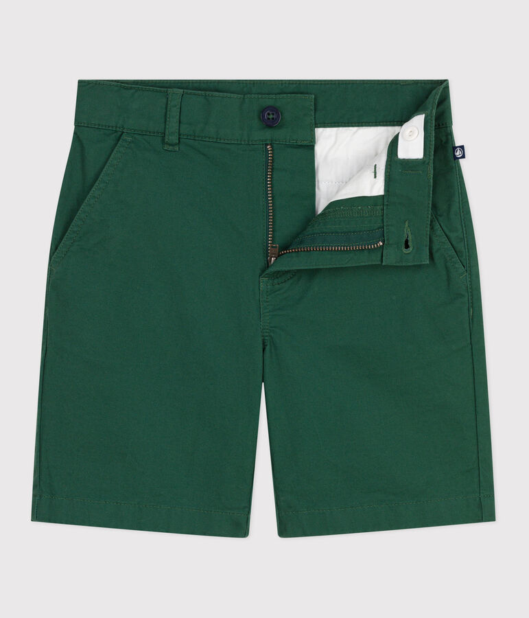 Children's plain cotton twill Bermuda shorts green