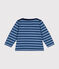 Babies' thick cotton Breton top BEACH blue/MEDIEVAL