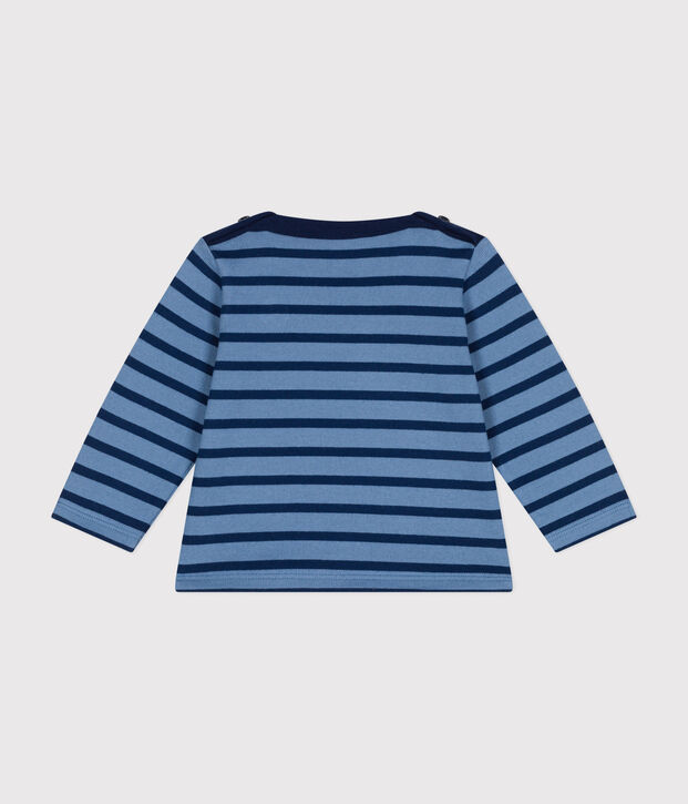 Babies' thick cotton Breton top blue/blue