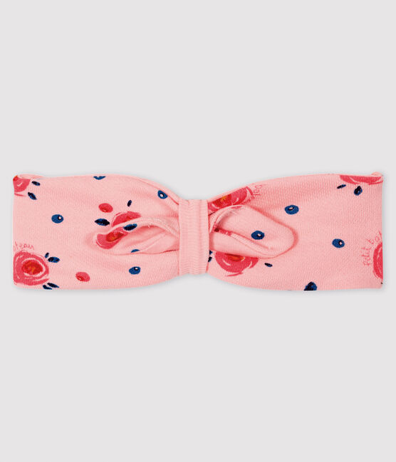 Baby girl's bow headband MINOIS pink/MULTICO white