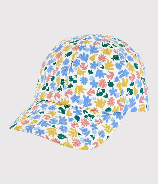 Girls' Flowery Print Cap white/multicolor