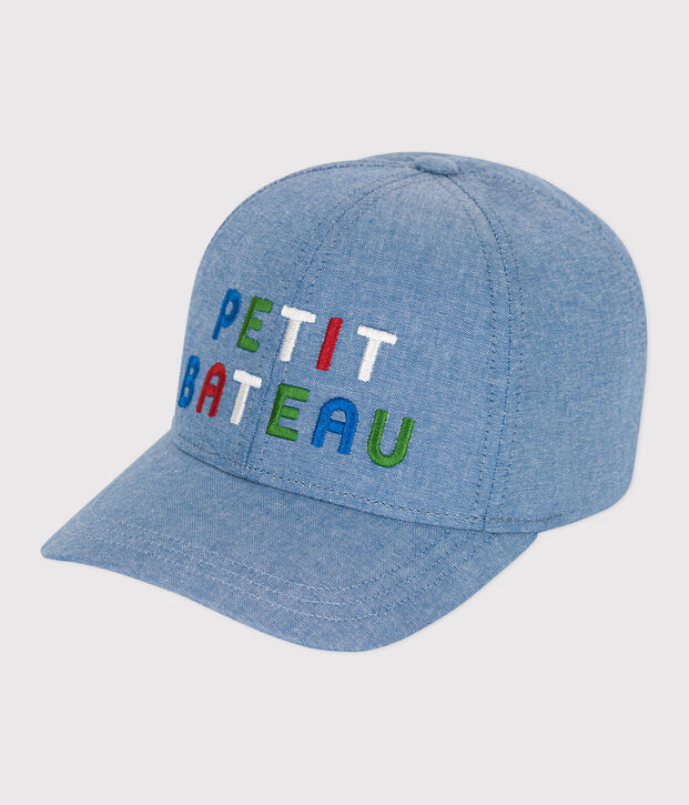Children's Petit Bateau cap in light-coloured denim blue
