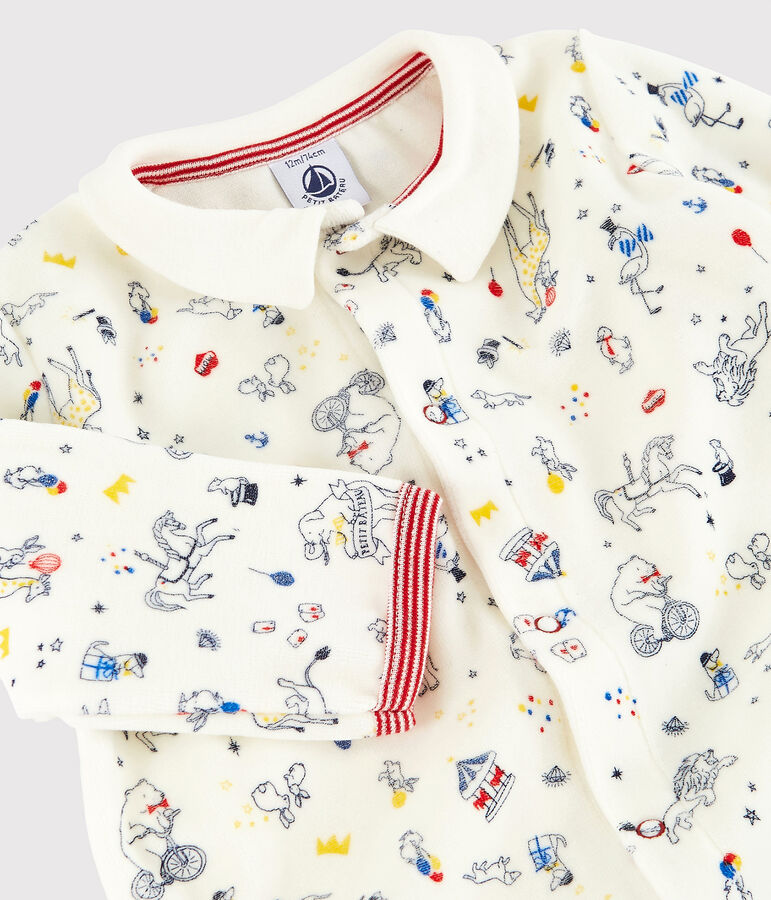 Baby Boys' Velour Sleepsuit white/multicolor