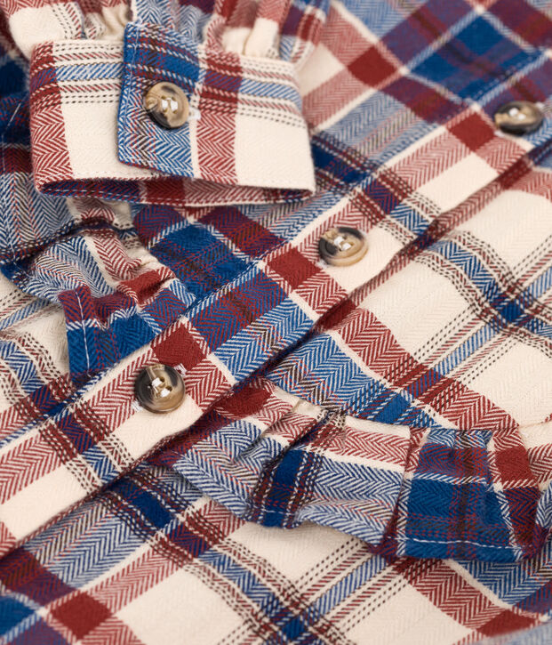 Girls' Checked Flannel Blouse Ecru/multicolor