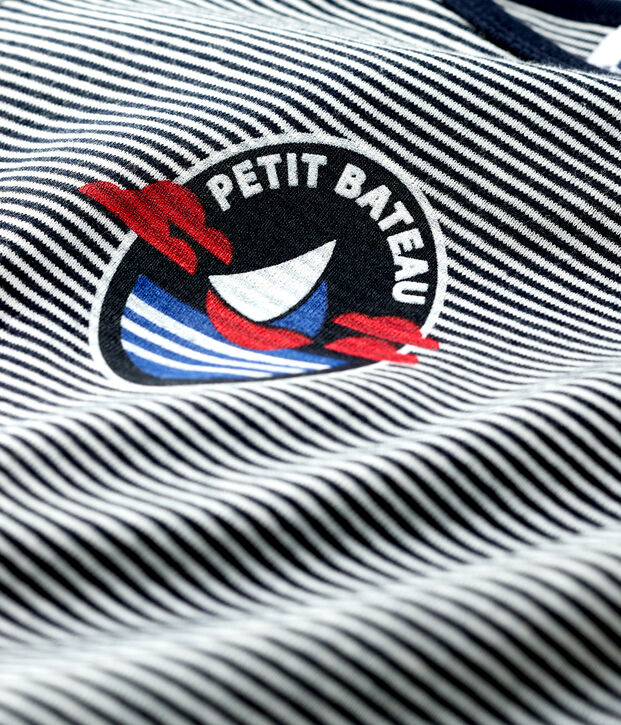 Baby Boys' Short-Sleeved Cotton T-Shirt blue/white