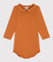 Babies' Long-Sleeved Cotton Bodysuit With Collar ECUREUIL brown