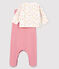 2-piece velvet baby set with pink flowers CHARME pink/MULTICO white