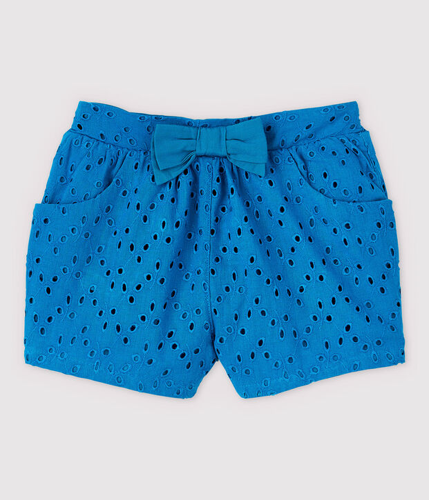 Baby Girls' Shorts with Eyelet Embroidery blue