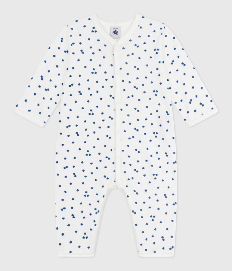 Babies' footless printed cotton pyjama suit white/multicolor