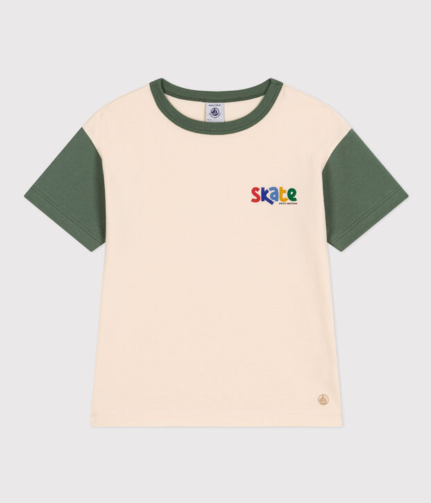 Boys' Printed Jersey T-shirt Ecru/green