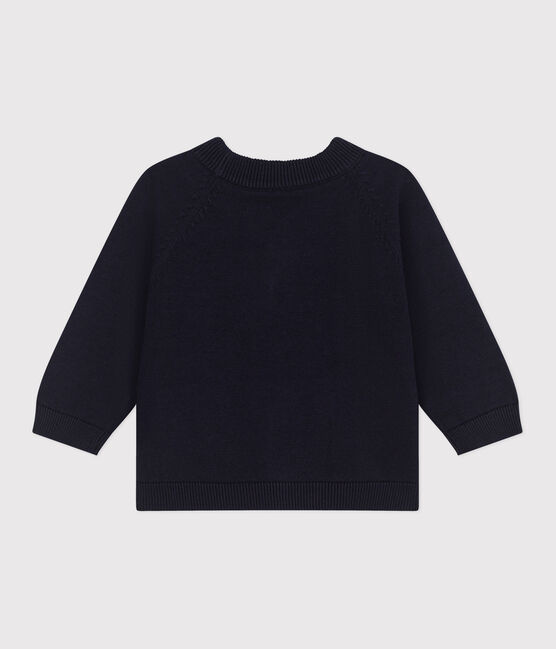 Babies' plain cotton cardigan SMOKING blue