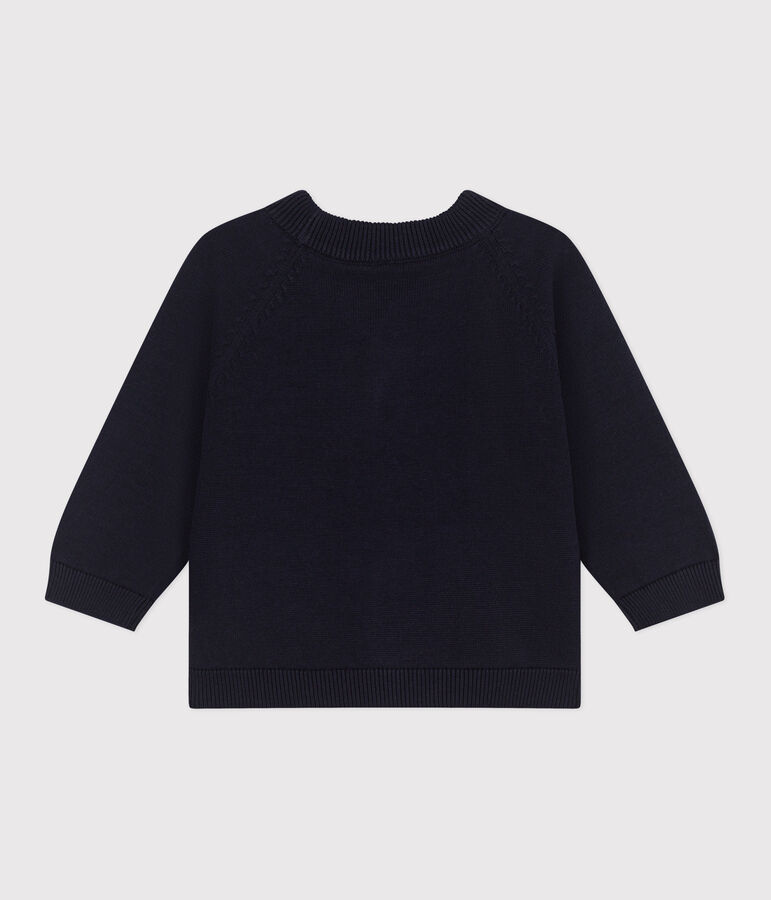 Babies' plain cotton cardigan SMOKING blue