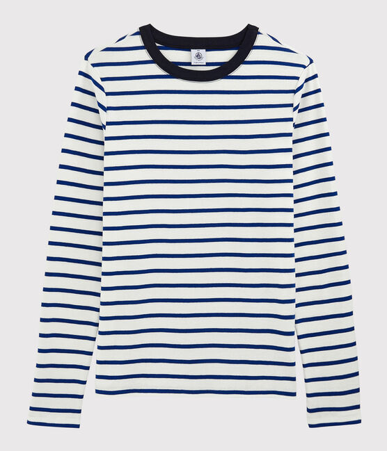 Women's Iconic Round Neck T-Shirt MARSHMALLOW white/SURF blue