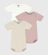 Babies' Plain Short-Sleeved Cotton Bodysuits - 3-Pack