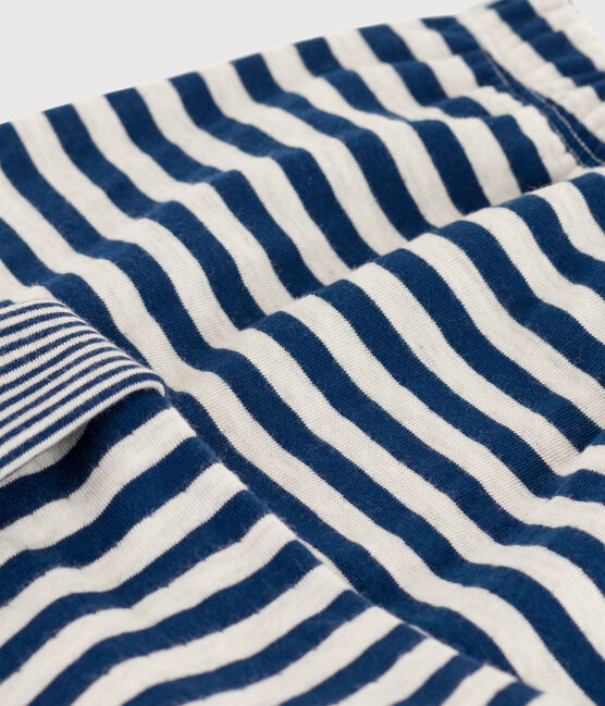 Babies' Stripy Tube Knit Trousers MEDIEVAL blue/MONTELIMAR