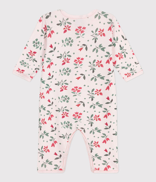 Babies' footless floral cotton pyjama suit pink/multicolor